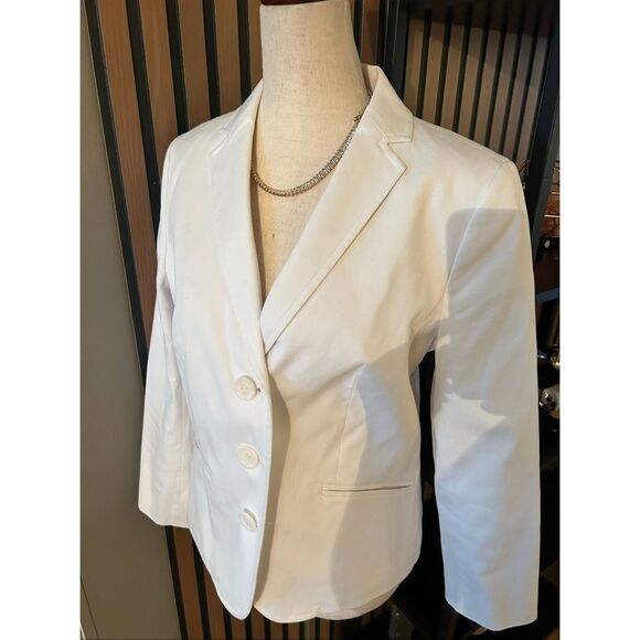 Talbots white jacket work attire classic white jacket size 4 cotton blend - Picture 1 of 5